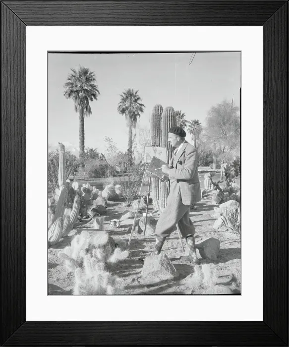 Framed Print : Artist Dean Cornwell in Cactus Field Framed Print : Artist Dean Cornwell in Cactus Field