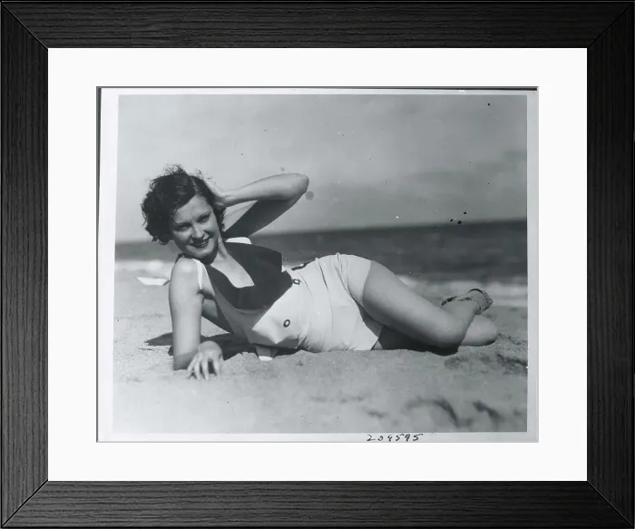 Framed Print : Leslie Leonard Posing in Bathing Suit Framed Print : Leslie Leonard Posing in Bathing Suit