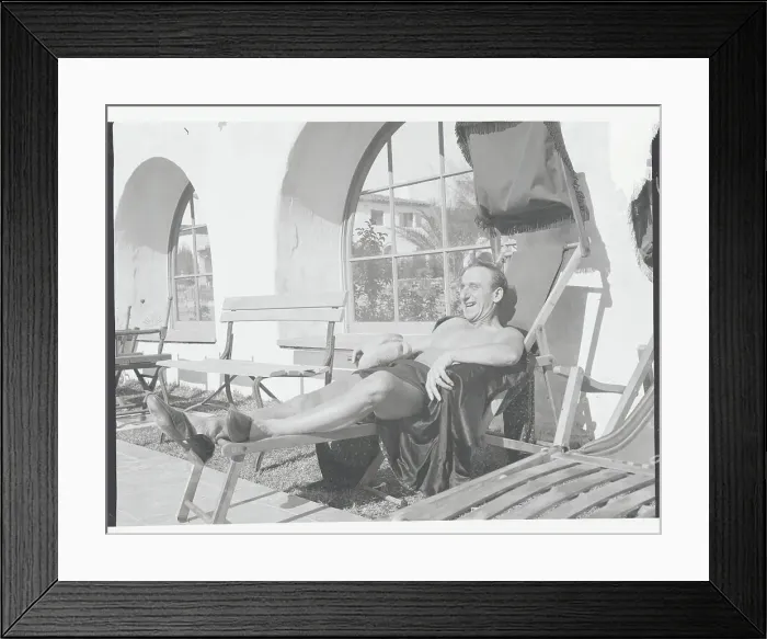 Framed Print : Jimmy Durante Relaxing in Sun Framed Print : Jimmy Durante Relaxing in Sun
