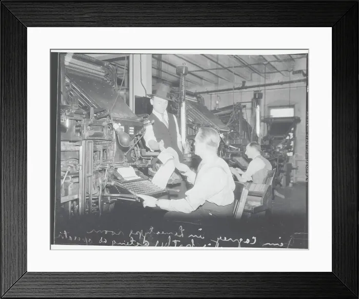 Framed Print : James Cagney the Lineotype Room Framed Print : James Cagney the Lineotype Room