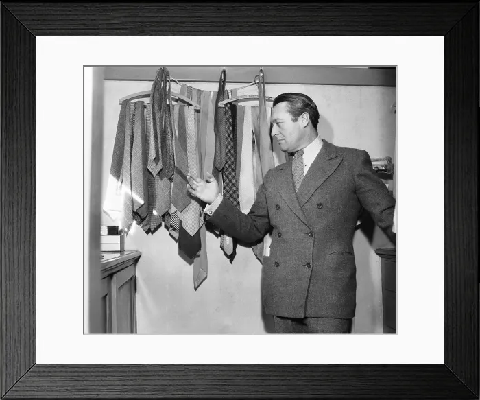 Framed Print : Edmund Lowe in His Closet with Neck Ties Framed Print : Edmund Lowe in His Closet with Neck Ties