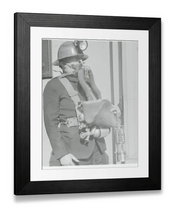 Framed Print : Man Wearing Protective Mining Equipment Framed Print : Man Wearing Protective Mining Equipment