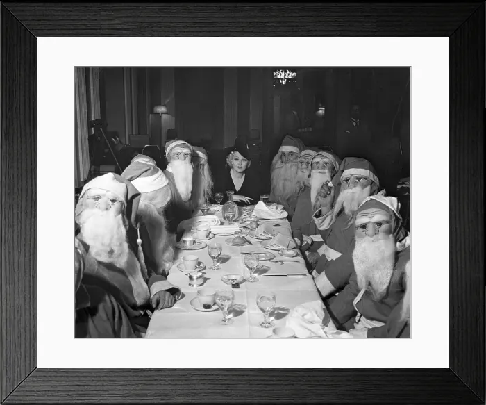 Framed Print : Entertainer Peggy Hopkins Joyce at Table with Santa Clauses Framed Print : Entertainer Peggy Hopkins Joyce at Table with Santa Clauses