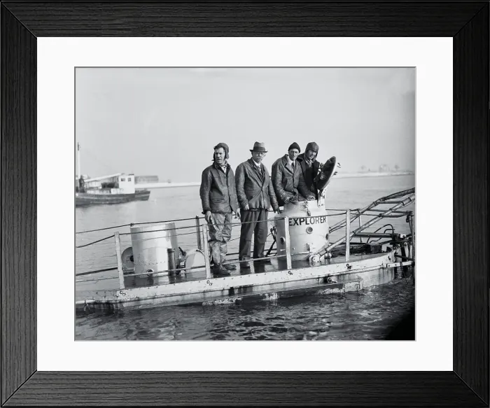 Framed Print : Tom Dunbar, Simon Lake, William Beebe, and Frank Crilly Posing Framed Print : Tom Dunbar, Simon Lake, William Beebe, and Frank Crilly Posing