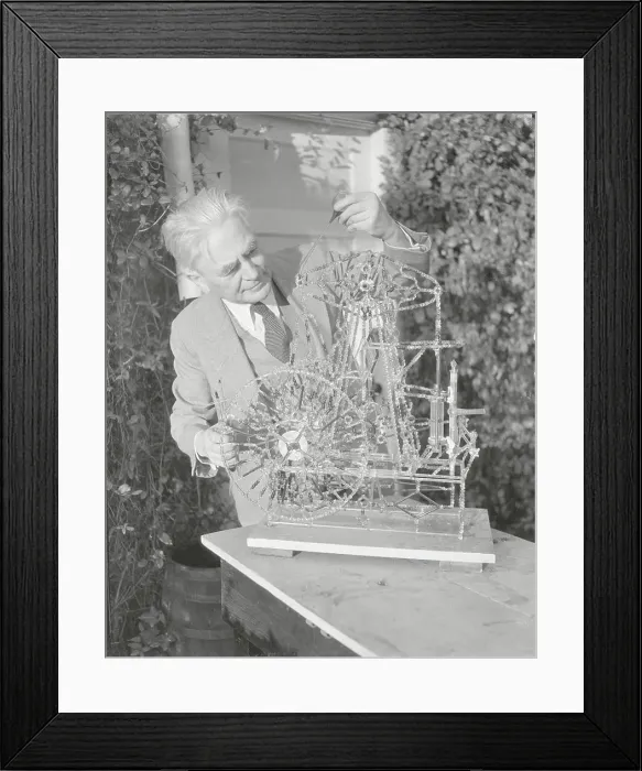 Framed Print : Jack Backman with His Glass Model Engine Invention Framed Print : Jack Backman with His Glass Model Engine Invention