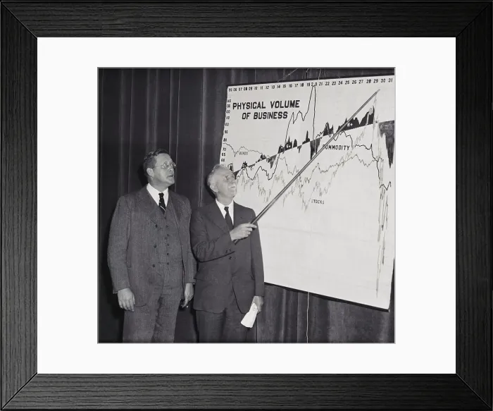 Framed Print : Statistician Roger Basson Pointing to Chart with Frank Smith Framed Print : Statistician Roger Basson Pointing to Chart with Frank Smith