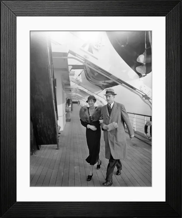 Framed Print : John D. Rockefeller III with Wife Aboard Ship