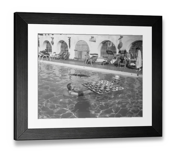 Framed Print : Performers with Large Checker Board in Swimming Pool Framed Print : Performers with Large Checker Board in Swimming Pool