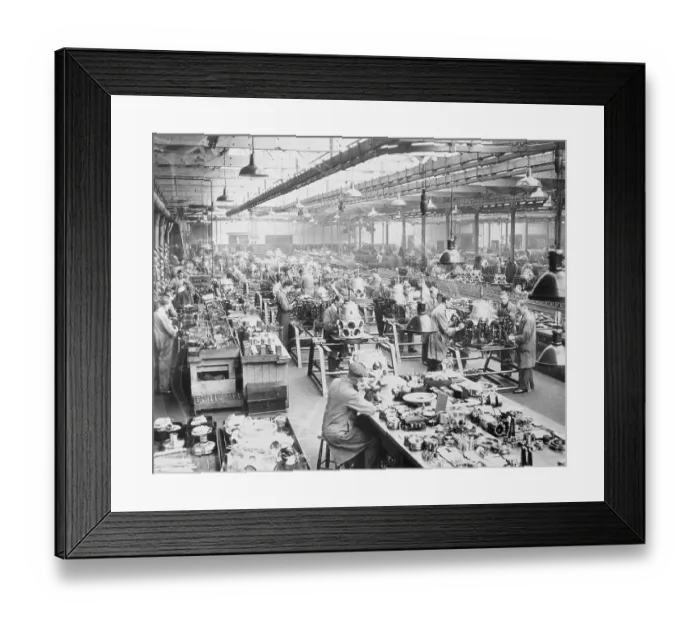 Framed Print : Workers Making Engines for Airplanes in Factory Framed Print : Workers Making Engines for Airplanes in Factory