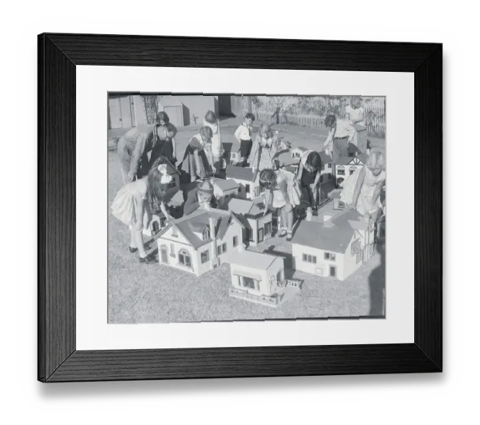 Framed Print : Youngsters and Lewis J. Cadieux with Doll Houses Framed Print : Youngsters and Lewis J. Cadieux with Doll Houses