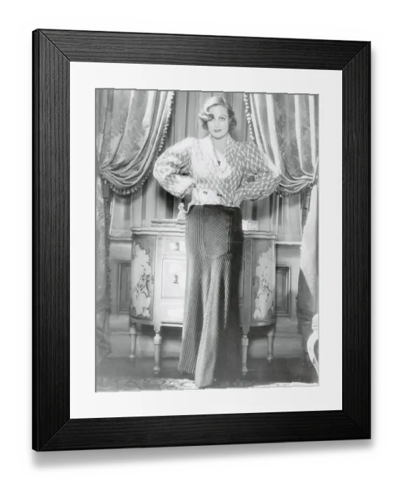 Framed Print : Joan Crawford Wearing Navy Blue Evening Ensemble
