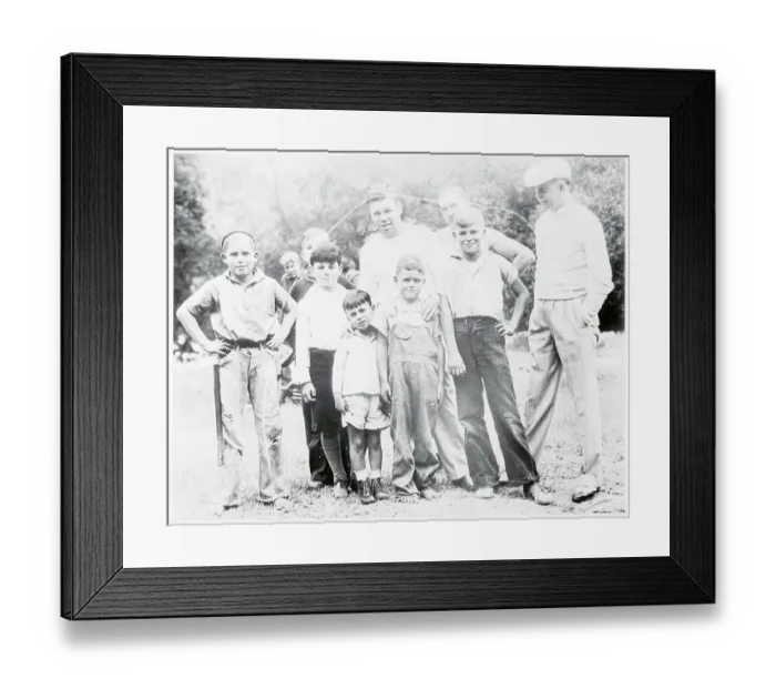 Framed Print : Micky Walker With Kids And His Camp Framed Print : Micky Walker With Kids And His Camp