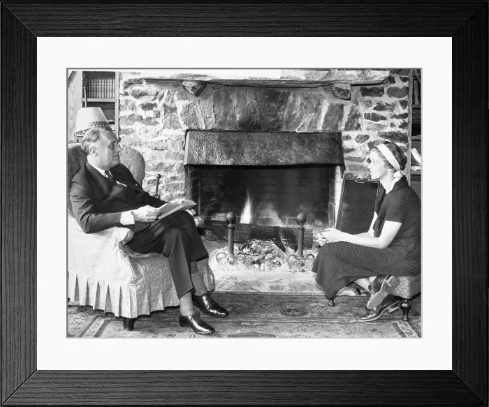 Framed Print : Franklin Roosevelt Talking with Daughter