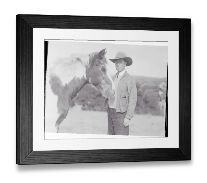 Framed Print : William Hart Posing with Horse Framed Print : William Hart Posing with Horse