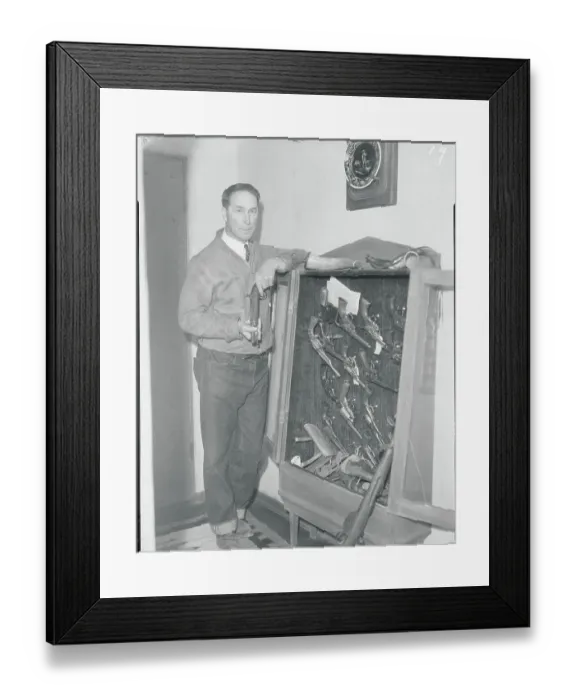 Framed Print : Former Actor William S. Hart at Home with His Gun Collection
