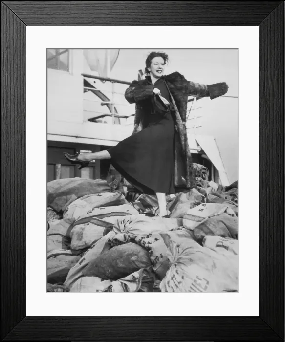 Framed Print : Woman Dancing on Mail Sacks Framed Print : Woman Dancing on Mail Sacks