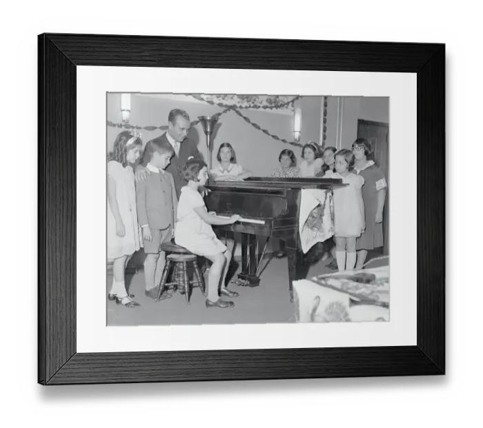 Framed Print : Jose Iturbi Listening to Children Playing Piano Framed Print : Jose Iturbi Listening to Children Playing Piano