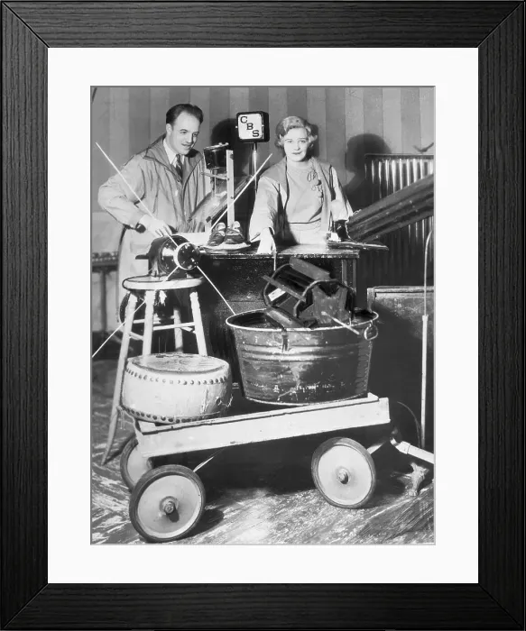 Framed Print : Radio Station Using Household Items for Sound Effects Framed Print : Radio Station Using Household Items for Sound Effects