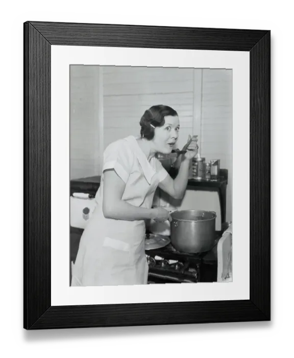 Framed Print : Actress Fritzie Ridgeway Tasting Food from Pot Framed Print : Actress Fritzie Ridgeway Tasting Food from Pot