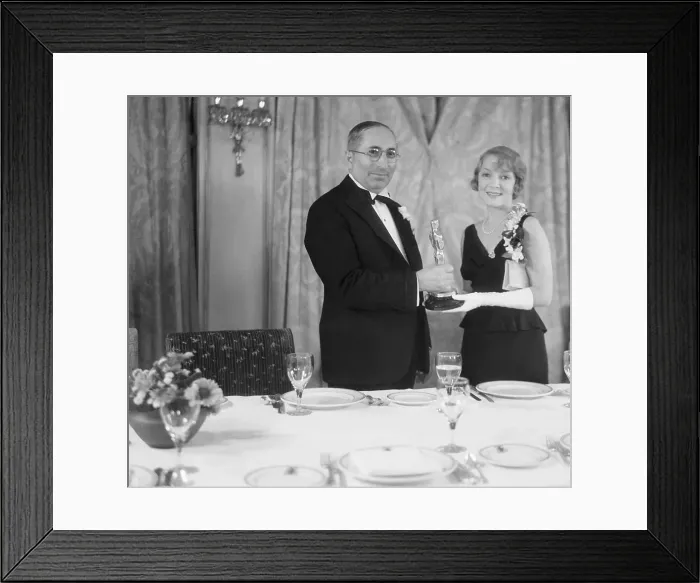 Framed Print : Helen Hayes and Louis Mayer Holding Oscar Award Framed Print : Helen Hayes and Louis Mayer Holding Oscar Award