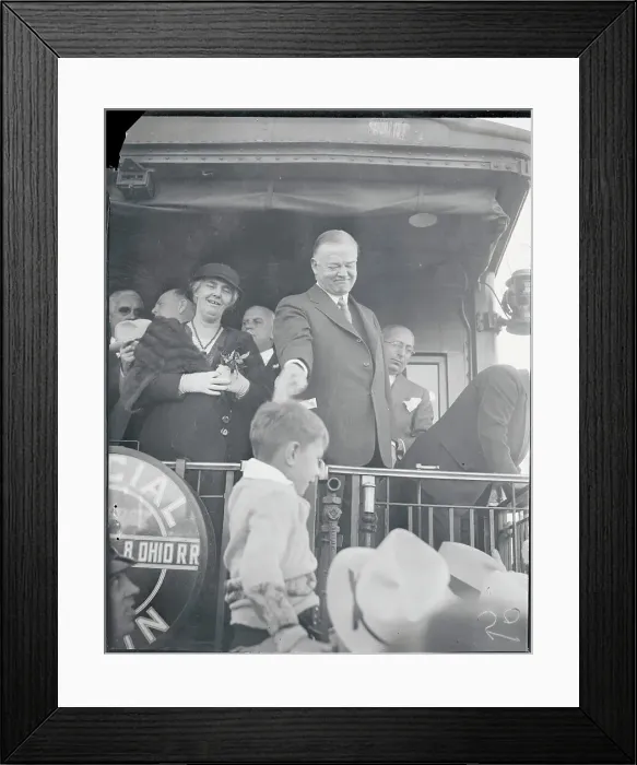 Framed Print : President Herbert Hoover and Wife Greeting Citizens Framed Print : President Herbert Hoover and Wife Greeting Citizens