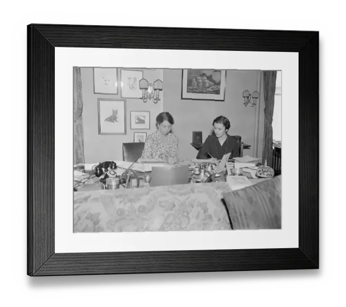Framed Print : Mrs. Franklin Roosevelt & Friend @ Home Writi Framed Print : Mrs. Franklin Roosevelt & Friend @ Home Writi