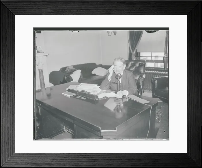 Framed Print : Claude Swanson Talking on Telephone Framed Print : Claude Swanson Talking on Telephone