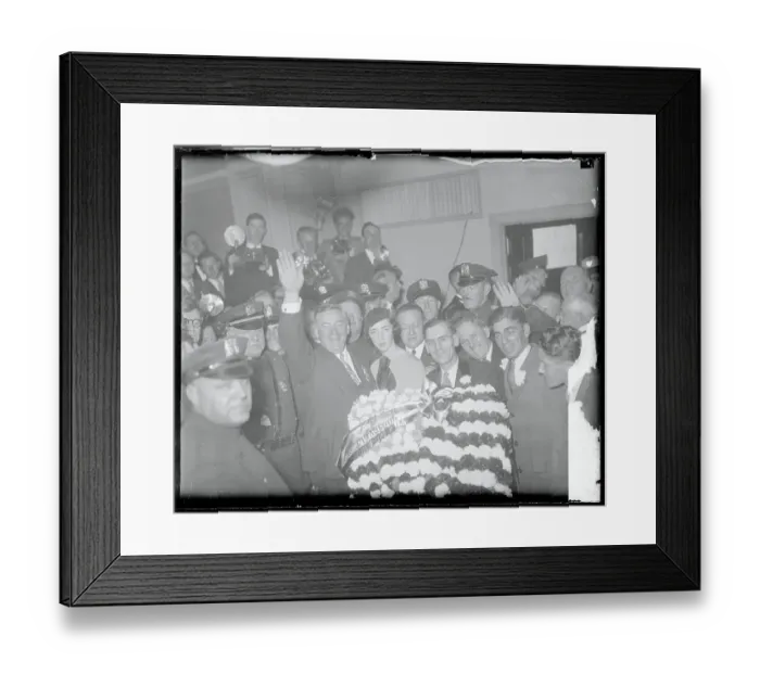 Framed Print : James Curley Presenting Wreath to Franklin Roosevelt Framed Print : James Curley Presenting Wreath to Franklin Roosevelt
