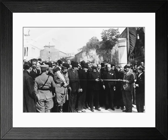 Framed Print : Benito Mussolini Cutting Tape Framed Print : Benito Mussolini Cutting Tape