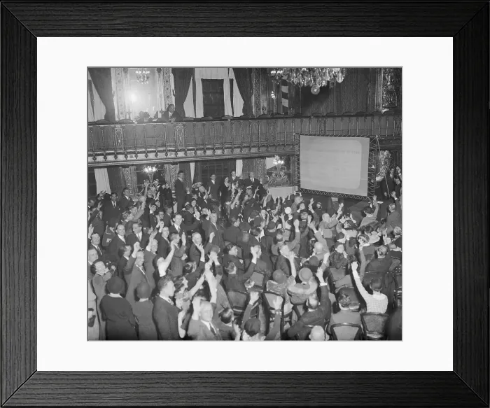 Framed Print : Crowds Cheering While Reviewing Election Results Framed Print : Crowds Cheering While Reviewing Election Results