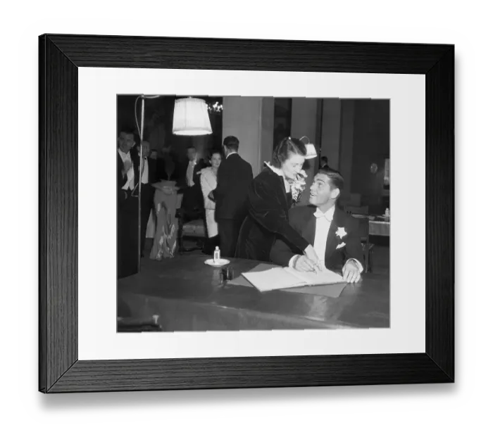 Framed Print : Clark Gable Signing Book with Wife Framed Print : Clark Gable Signing Book with Wife