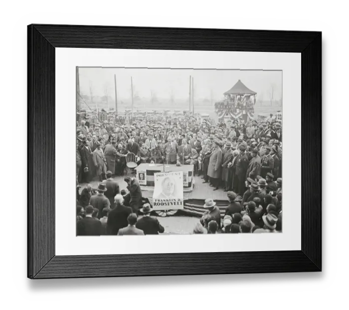 Framed Print : Franklin D. Roosevelt Addressing Crowd Framed Print : Franklin D. Roosevelt Addressing Crowd