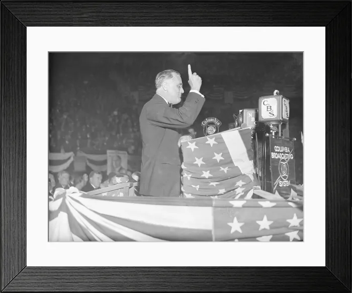 Framed Print : Franklin Roosevelt Campaigning Before Large Crowd Framed Print : Franklin Roosevelt Campaigning Before Large Crowd