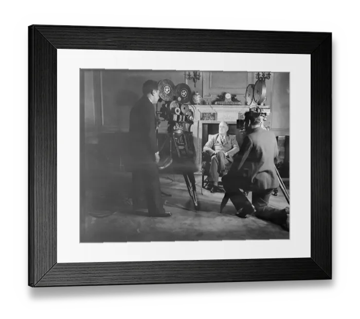 Framed Print : Franklin Roosevelt Recording Voice for Newsreels Framed Print : Franklin Roosevelt Recording Voice for Newsreels