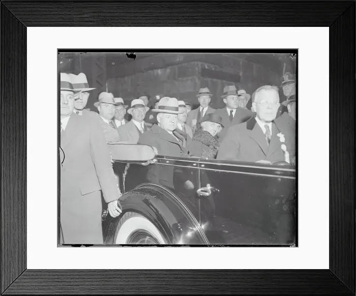 Framed Print : President and Mrs. Hoover Riding in Car