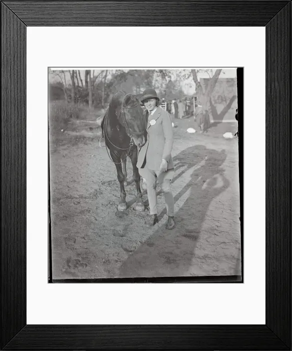 Framed Print : Woman Posing with Horse Framed Print : Woman Posing with Horse