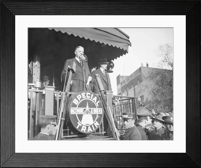 Framed Print : Herbert Hoover Speaking