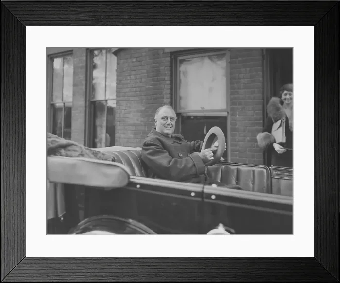 Framed Print : Franklin Roosevelt Holding Campaign Hat Framed Print : Franklin Roosevelt Holding Campaign Hat