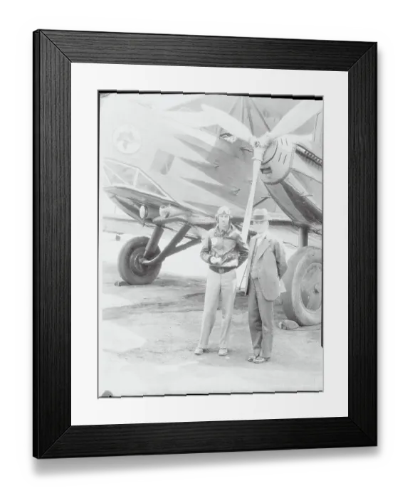 Framed Print : Robert A. Millikan and Squadron Commander by Airplane