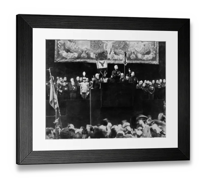 Framed Print : Benito Mussolini Standing Before Large Crowd Framed Print : Benito Mussolini Standing Before Large Crowd