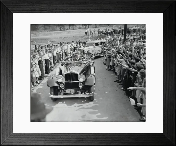 Framed Print : Governor Roosevelt Waving His Hat from Car Framed Print : Governor Roosevelt Waving His Hat from Car