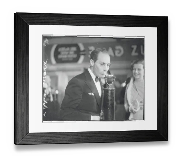 Framed Print : Actor Zeppo Mark at Microphone Framed Print : Actor Zeppo Mark at Microphone