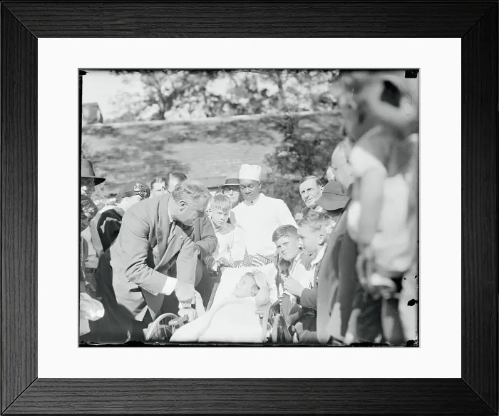 Framed Print : Franklin Roosevelt Shaking Hands with Young Girl