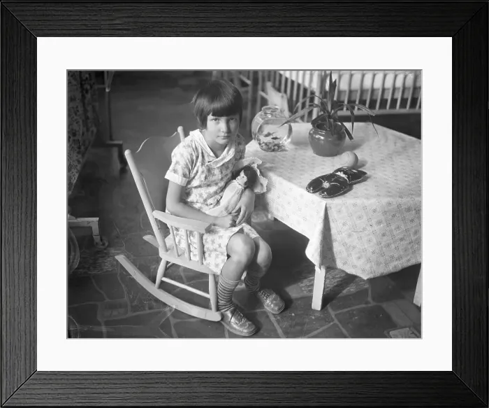 Framed Print : Young Sickly Girl with Her Doll Framed Print : Young Sickly Girl with Her Doll