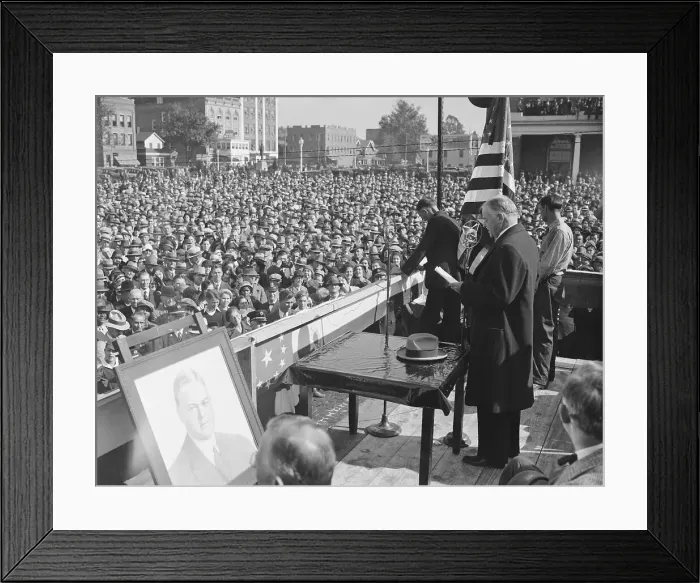 Framed Print : Herbert Hoover Addressing Large Crowd Framed Print : Herbert Hoover Addressing Large Crowd