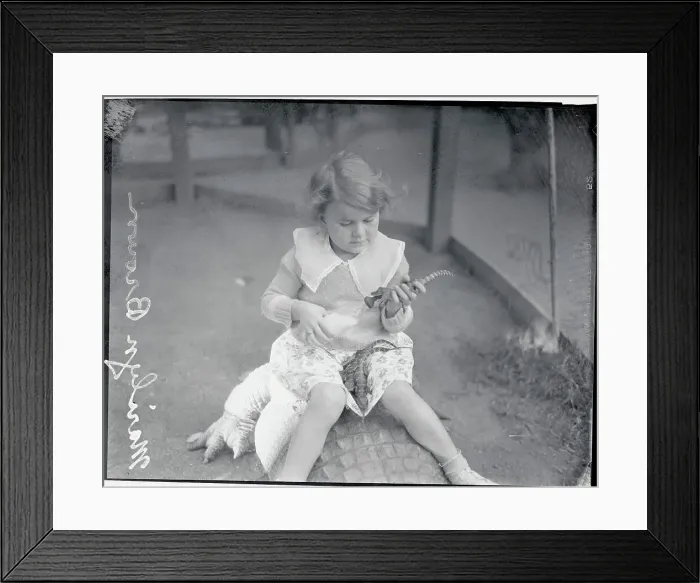 Framed Print : Girl Feeding Young Alligator with Small Bottle Framed Print : Girl Feeding Young Alligator with Small Bottle