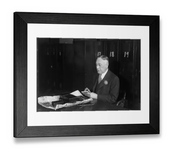 Framed Print : Agent Observing Boxes of Morphine Framed Print : Agent Observing Boxes of Morphine