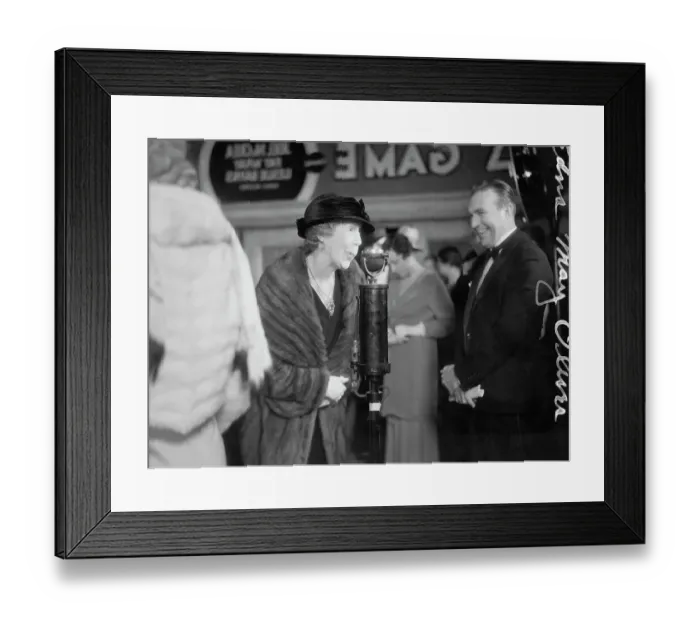 Framed Print : Performer Edna May Oliver at Theater Premiere Microphone Framed Print : Performer Edna May Oliver at Theater Premiere Microphone