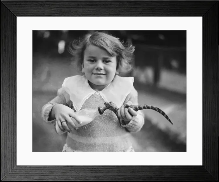 Framed Print : Girl Feeding Young Alligator with Small Bottle Framed Print : Girl Feeding Young Alligator with Small Bottle