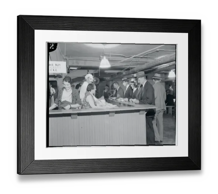 Framed Print : Patrons Waiting to be Served in Cafeteria Framed Print : Patrons Waiting to be Served in Cafeteria